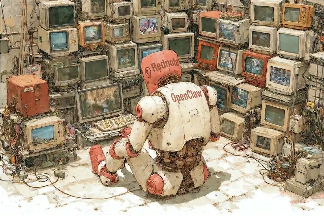 Illustration of AI robot operates social media accounts